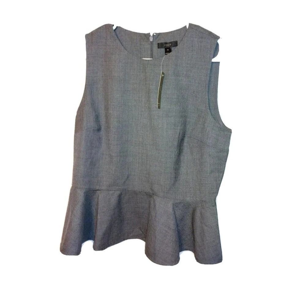 J. Crew Gray Sleeveless Peplum Blouse
